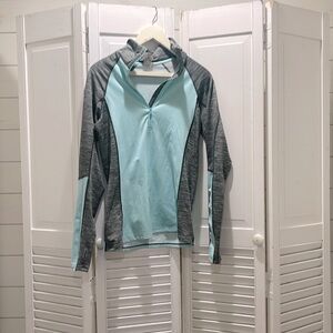 Under Armour, Grey and teal light workout jacket.